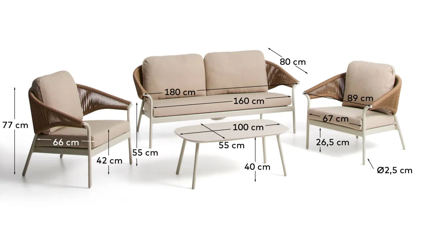 KAVE HOME Gartenlounge-Set ZUARA