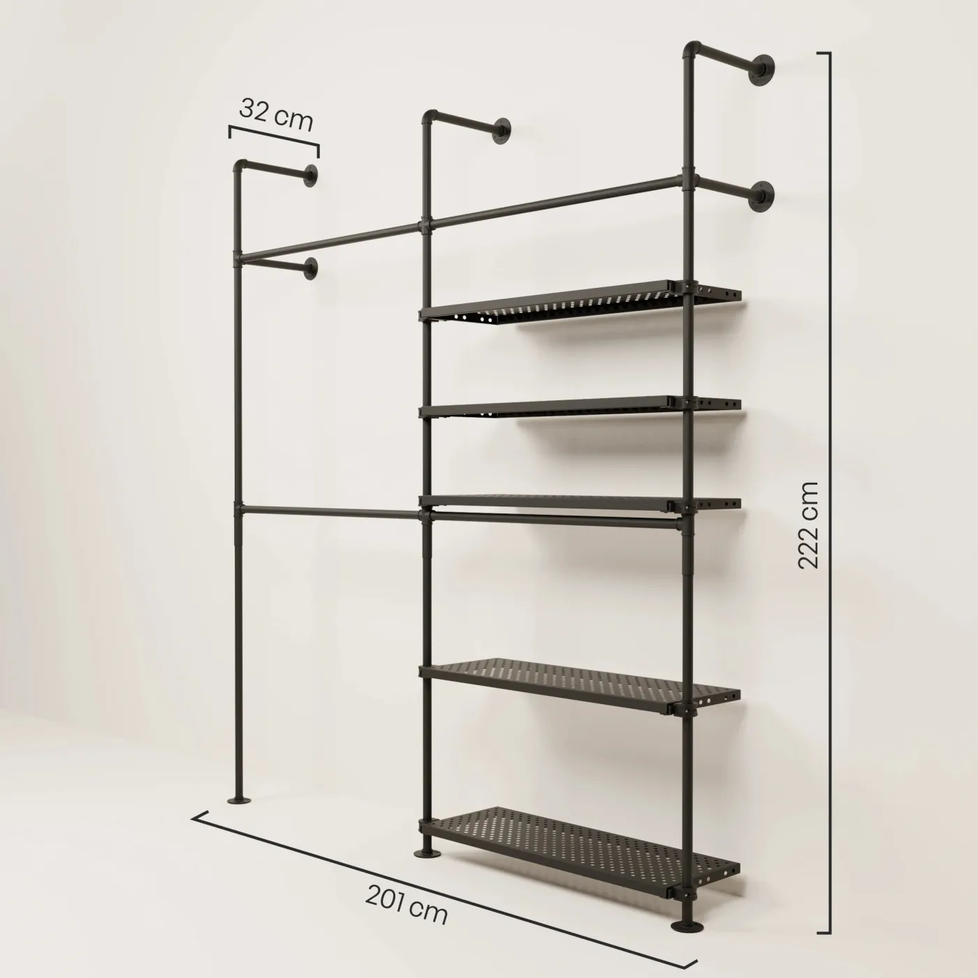 PAMO Kleiderstangensystem KIM DOUBLE 2 METAL