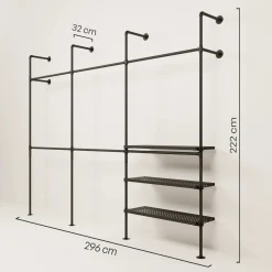 PAMO Kleiderstangensystem KIM DOUBLE 3 METAL