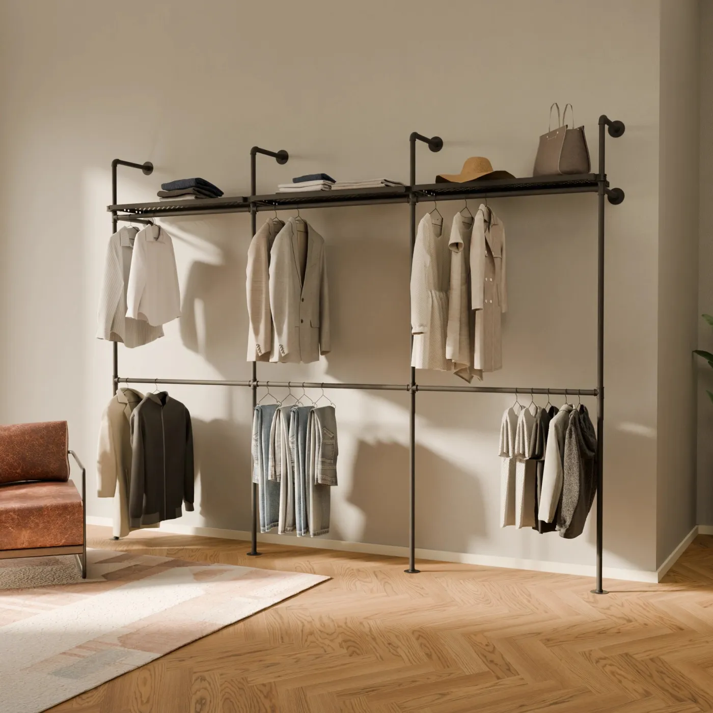 PAMO Kleiderstangensystem KIM DOUBLE 3 METAL