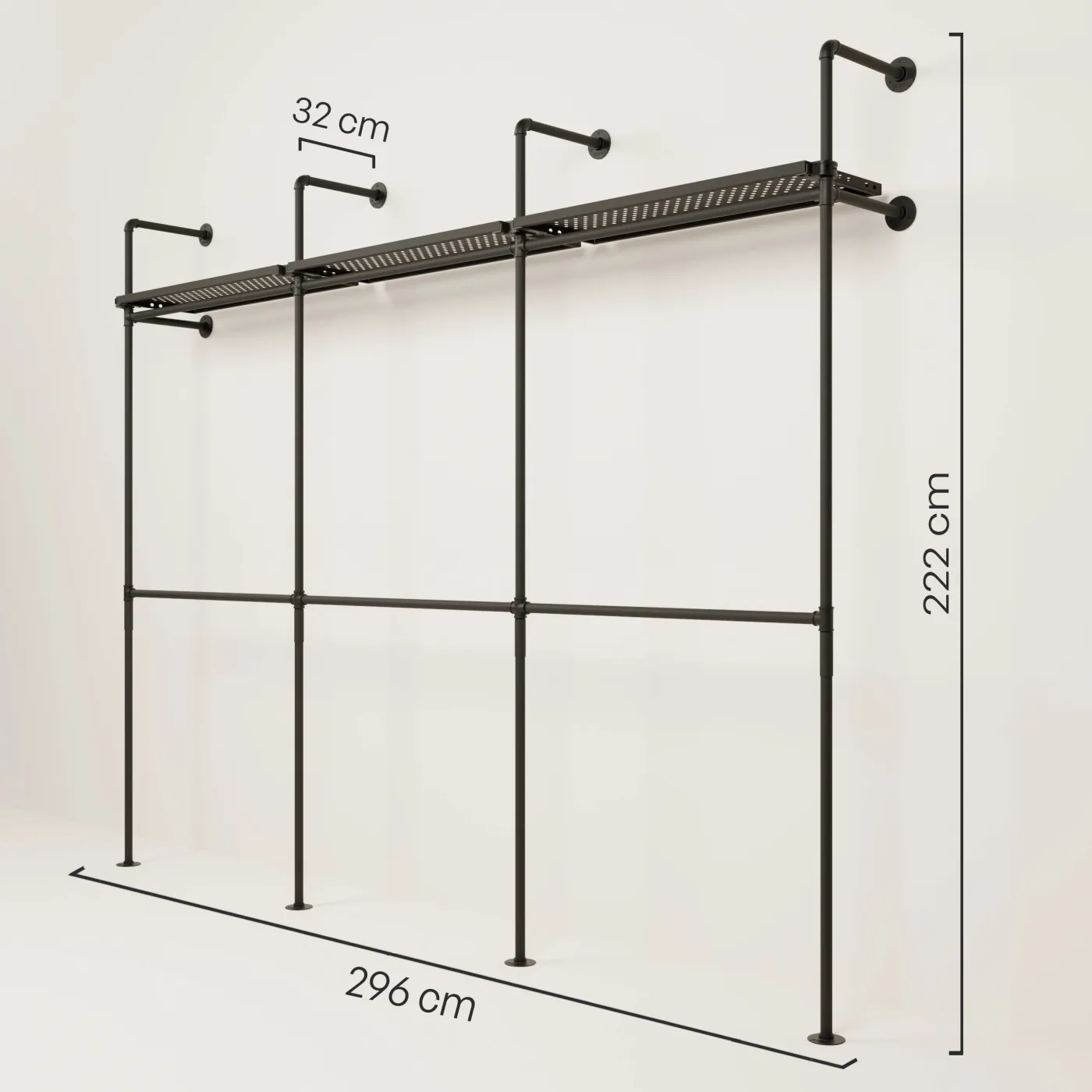 PAMO Kleiderstangensystem KIM DOUBLE 3 METAL