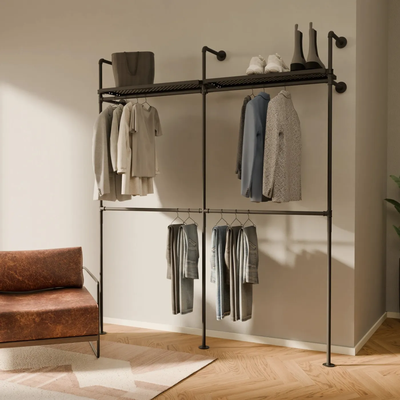PAMO Kleiderstangensystem KIM DOUBLE 2 METAL