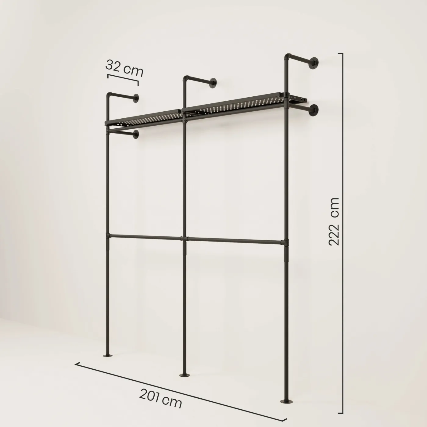 PAMO Kleiderstangensystem KIM DOUBLE 2 METAL