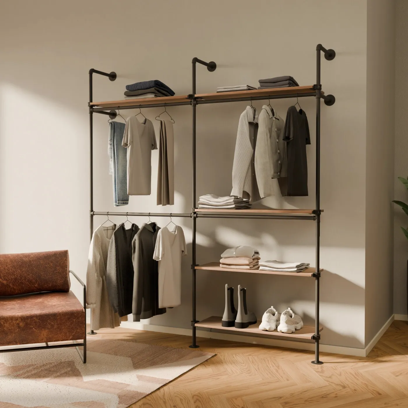PAMO Kleiderstangensystem KIM DOUBLE 2 OAK