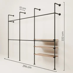 PAMO Kleiderstangensystem KIM DOUBLE 3 OAK
