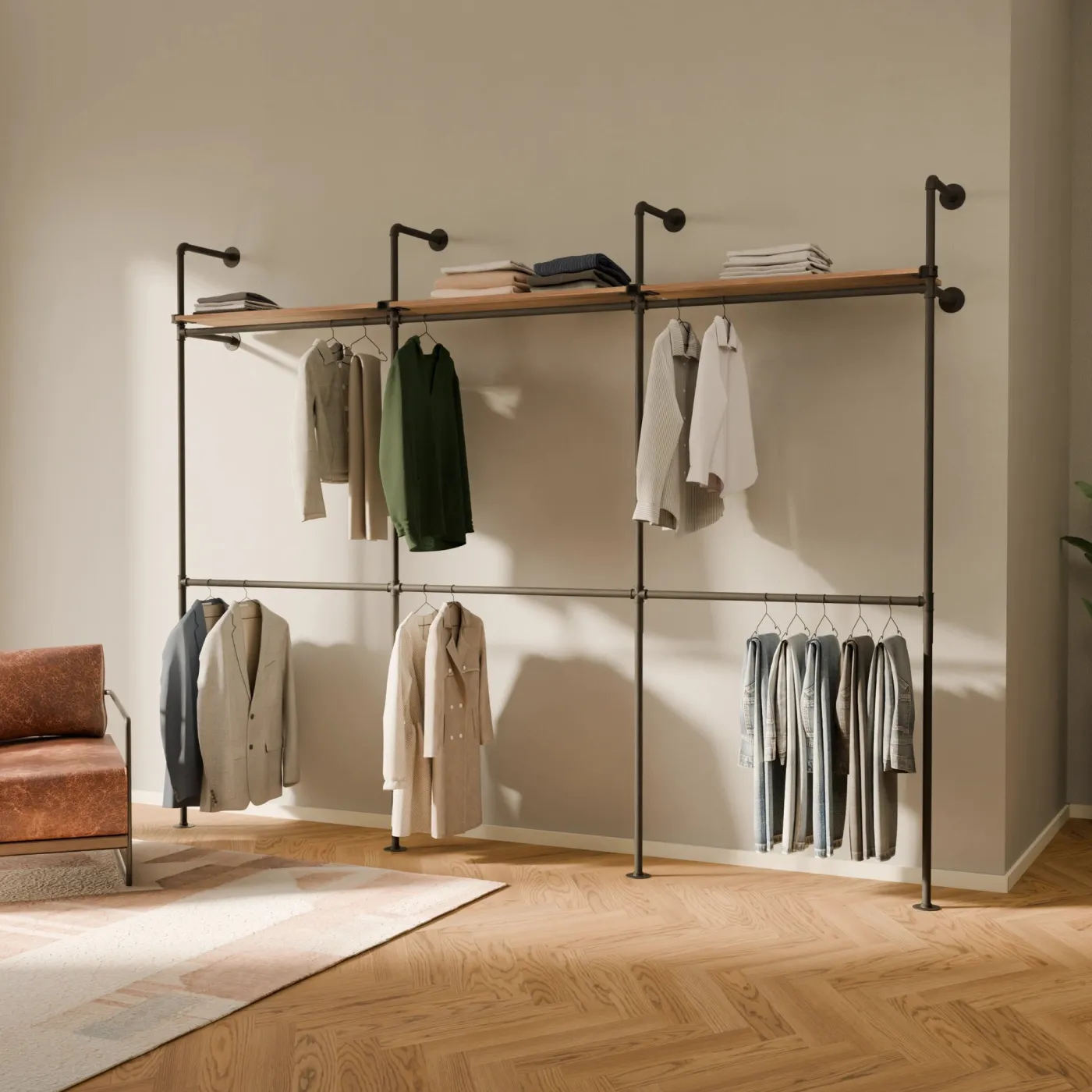 PAMO Kleiderstangensystem KIM DOUBLE 3 OAK