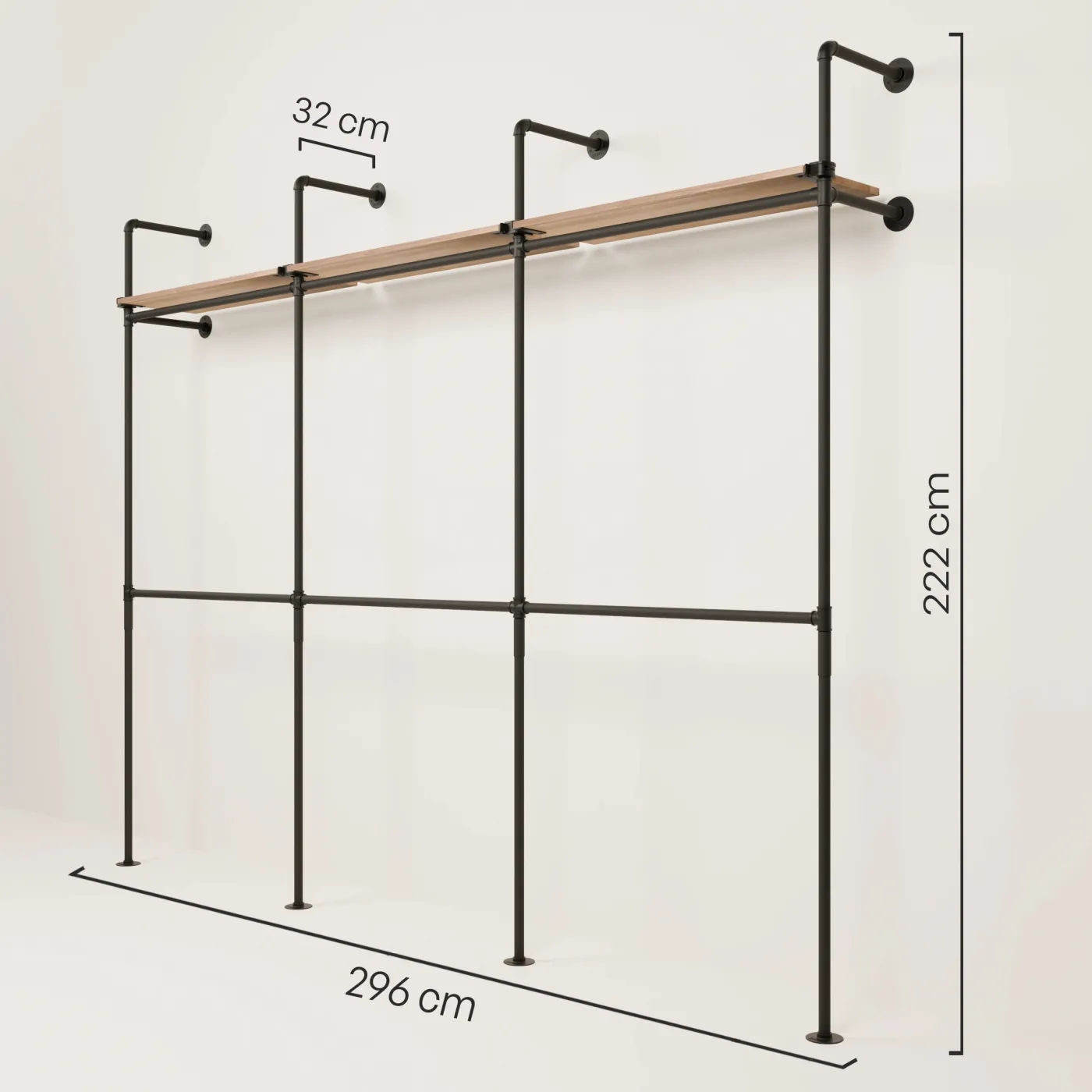 PAMO Kleiderstangensystem KIM DOUBLE 3 OAK