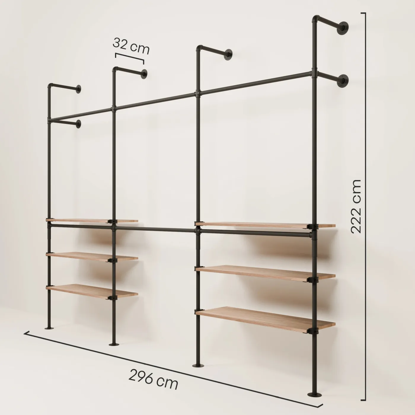 PAMO Kleiderstangensystem KIM DOUBLE 3 OAK