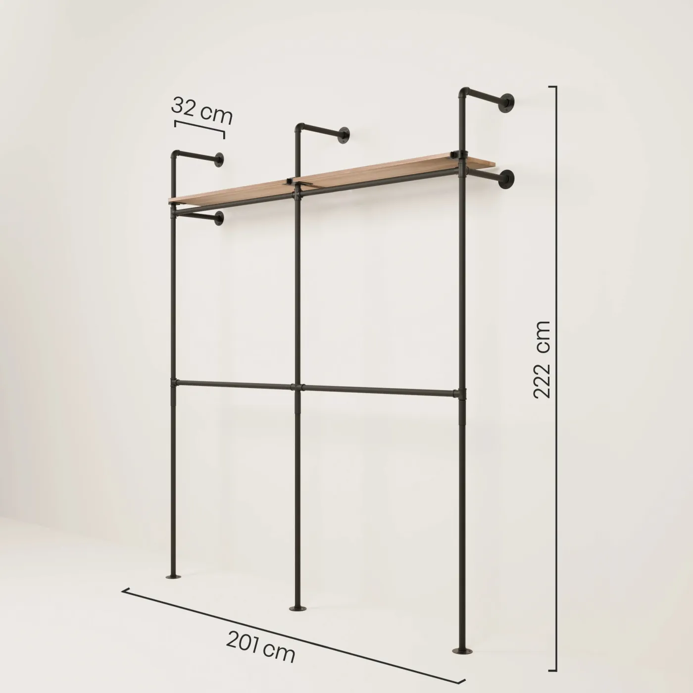 PAMO Kleiderstangensystem KIM DOUBLE 2 OAK