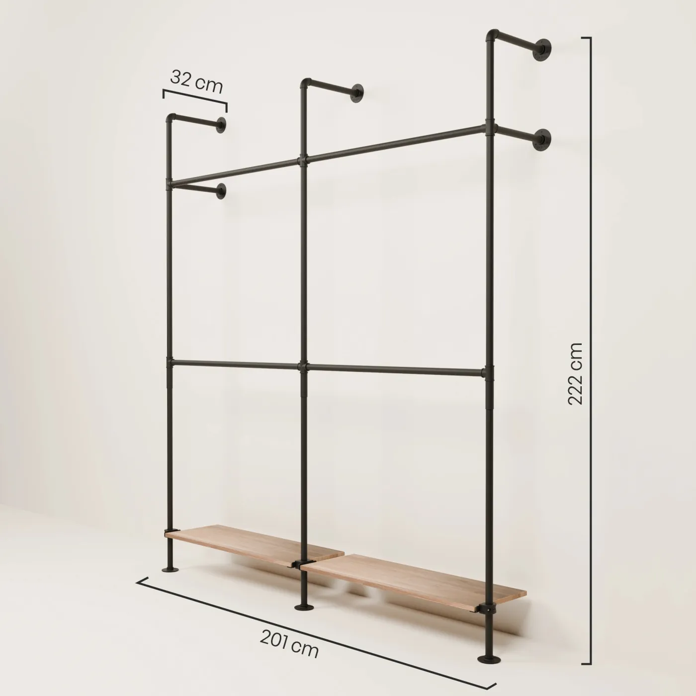PAMO Kleiderstangensystem KIM DOUBLE 2 OAK