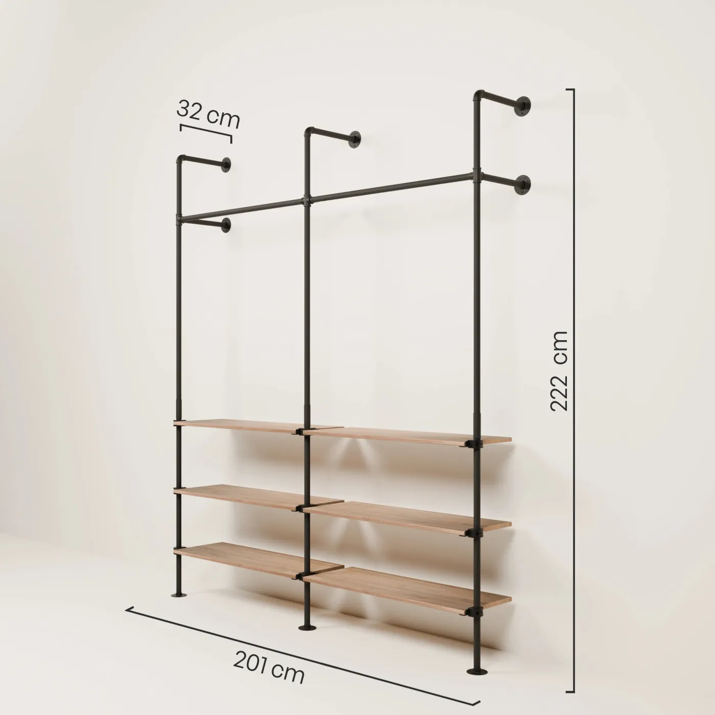 PAMO Kleiderstangensystem KIM 2 OAK