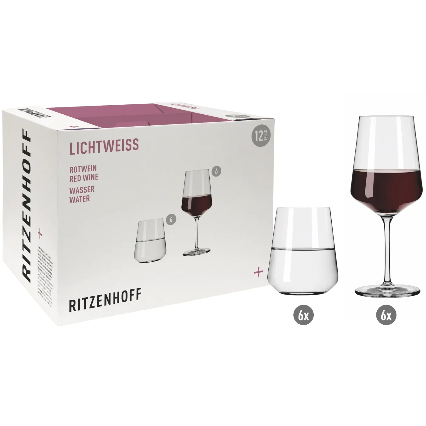RITZENHOFF Rotwein- und Wasserglas-Set 12-tlg. LICHTWEIß JULIE